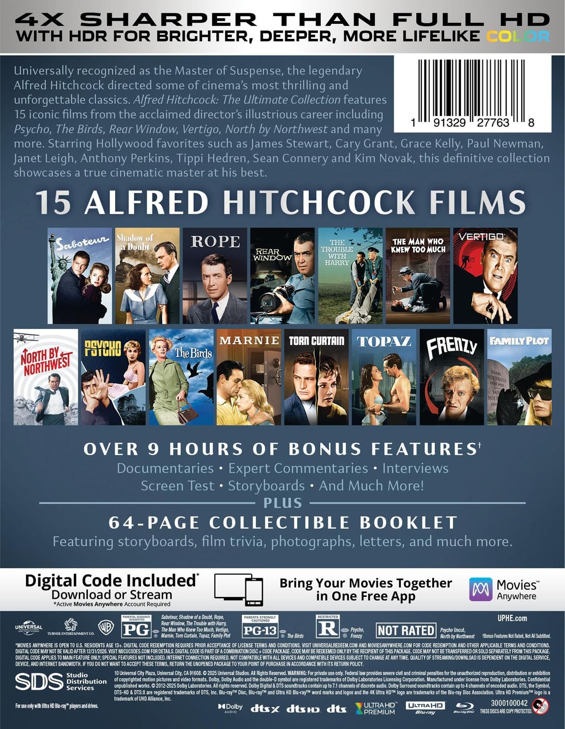 Alfred Hitchcock: The Ultimate Collection 4K UHD Code, 15-films (Movies Anywhere)