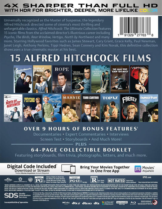Alfred Hitchcock: The Ultimate Collection 4K UHD Code, 15-films (Movies Anywhere)