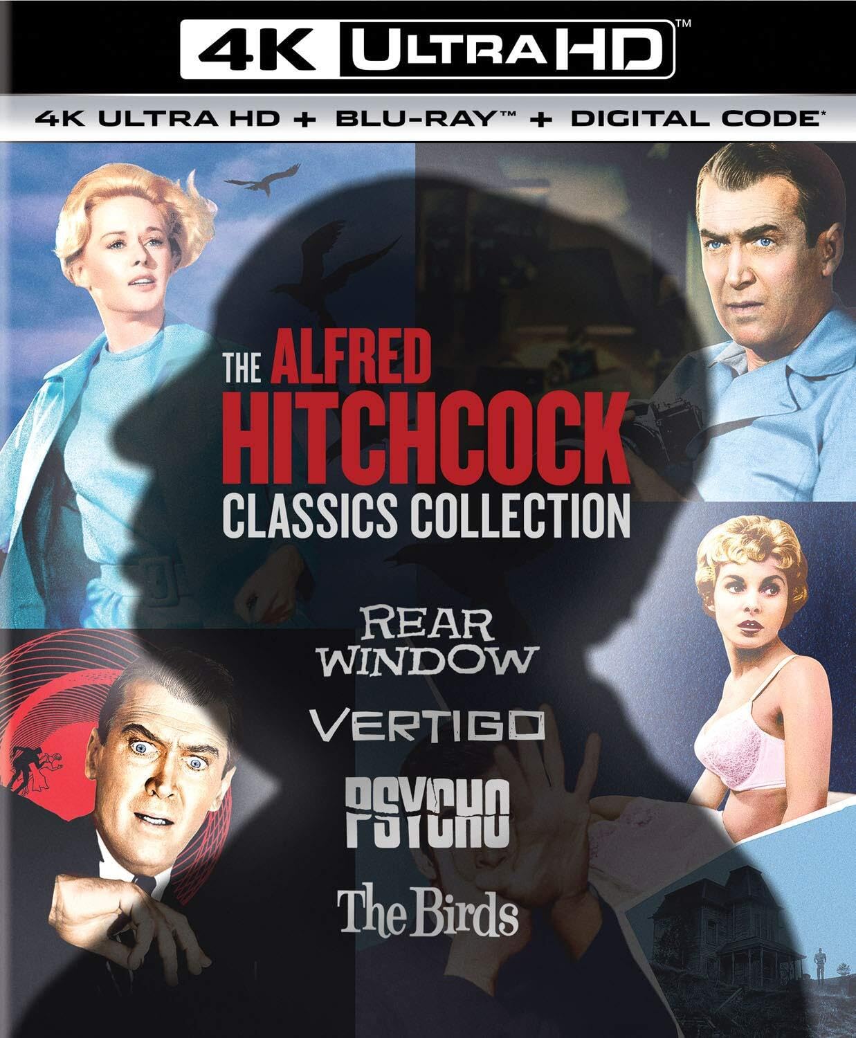 Alfred Hitchcock Classics Collection: Vol 1 (Rear Window/Vertigo/Psycho/The Birds) 4K UHD Code (Movies Anywhere)