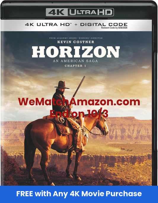 Horizon: An American Saga Chapter 1 4K UHD  Code (Movies Anywhere), FREE with 4K Movie Code Purchase