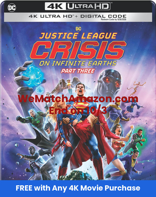 Justice League: Crisis on Infinite Earths - Part 3 4K UHD Code (Movies Anywhere), FREE with Any 4K Movie Purchase